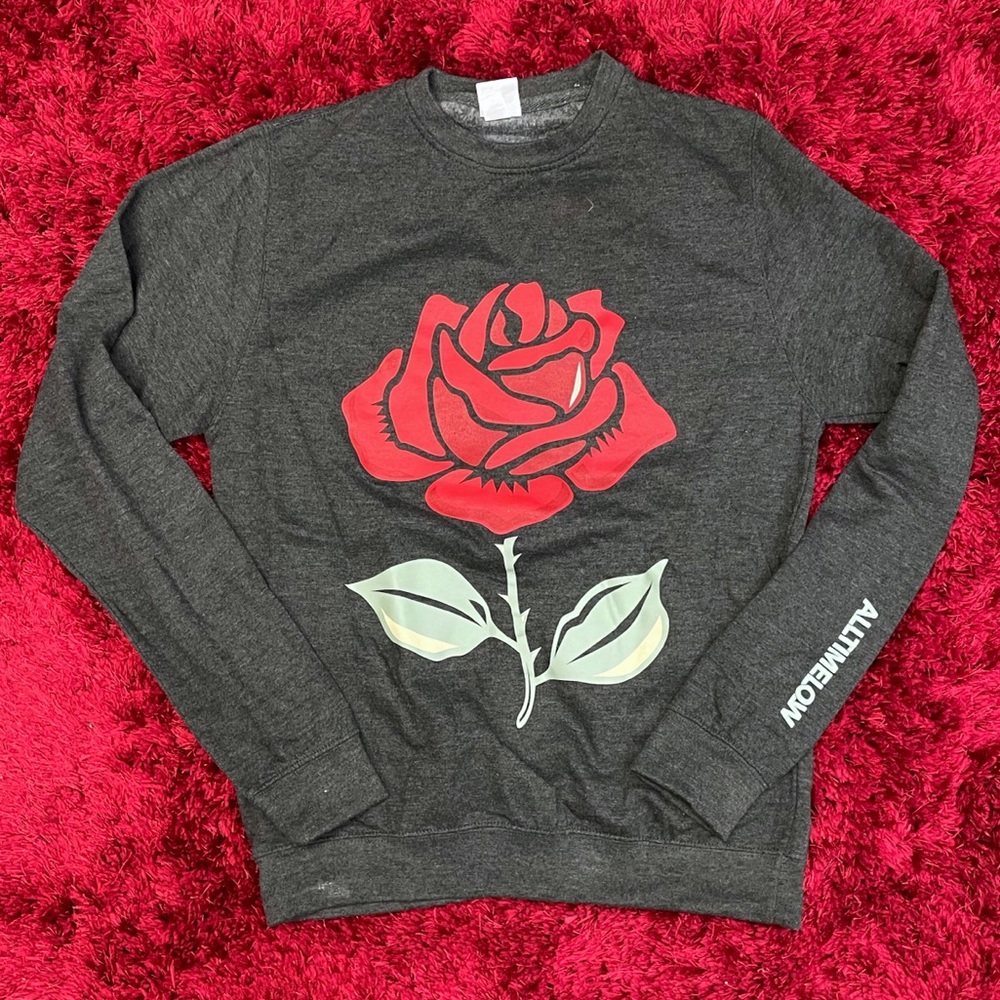 All Time Low Crew Neck Pull Over Sweater Heather Grey Rose